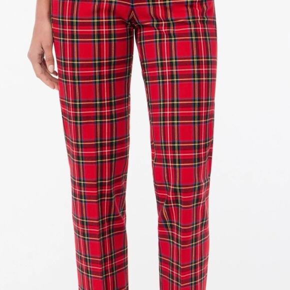 J.Crew Red Plaid Wool Blend High Rise Cameron Size 2 Straight Dress Pants - Picture 9 of 9
